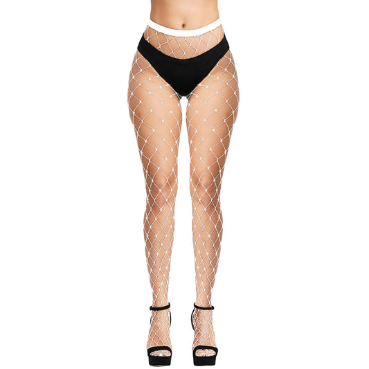 Simply Joshimo white whale net tights with rhinestones