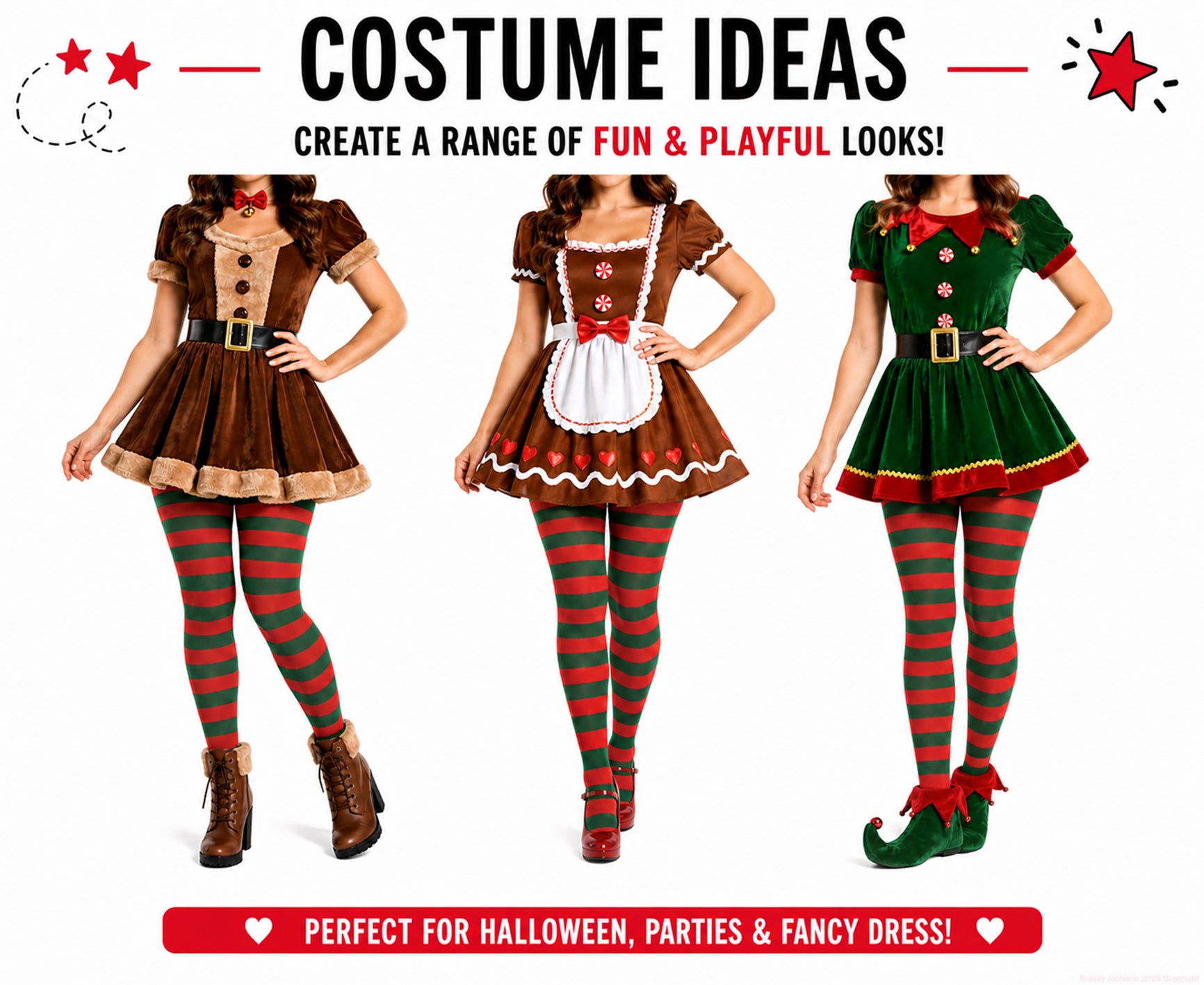Christmas costume ideas with red and green tights