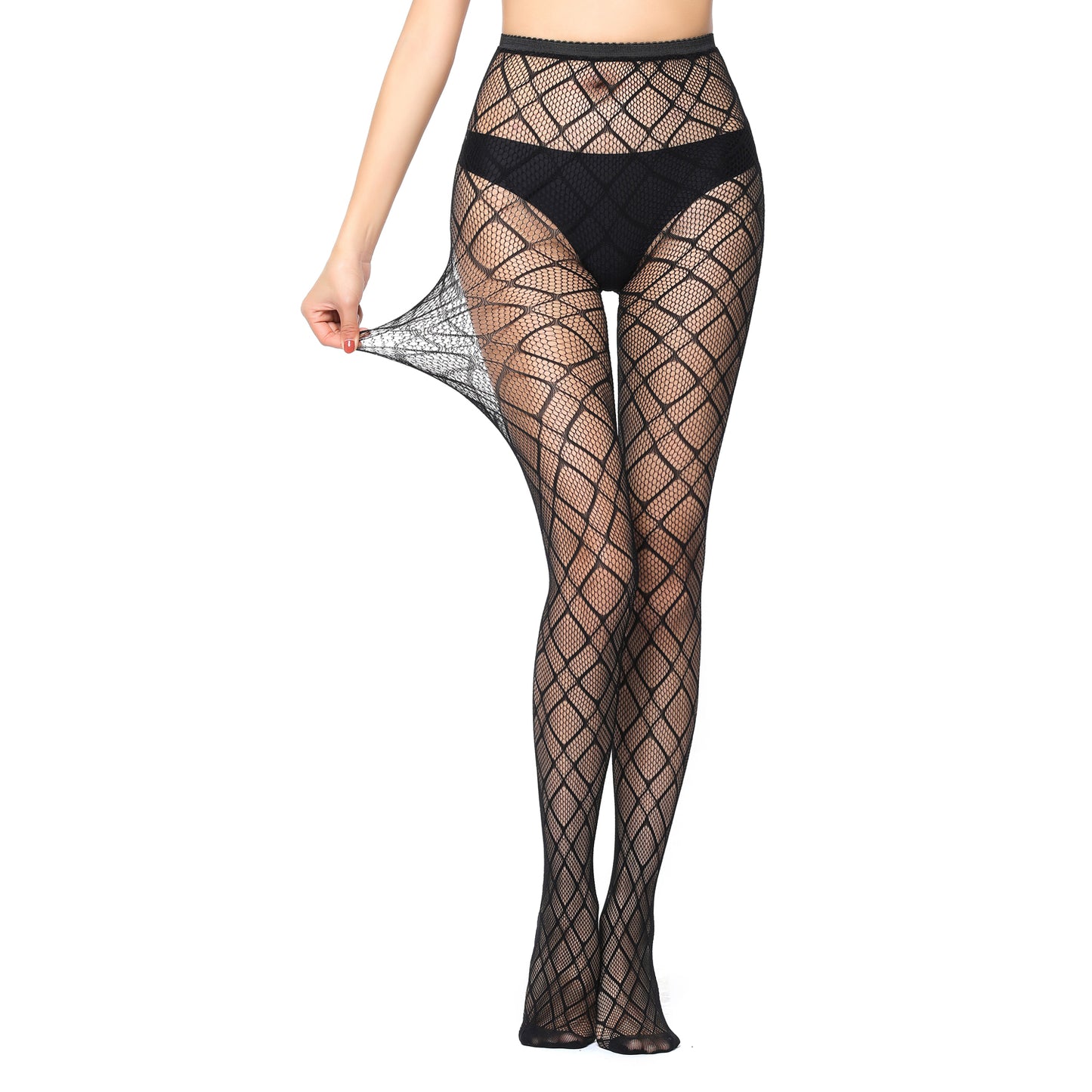 Patterned fishnet tights with remarkable stretch in size 6-16