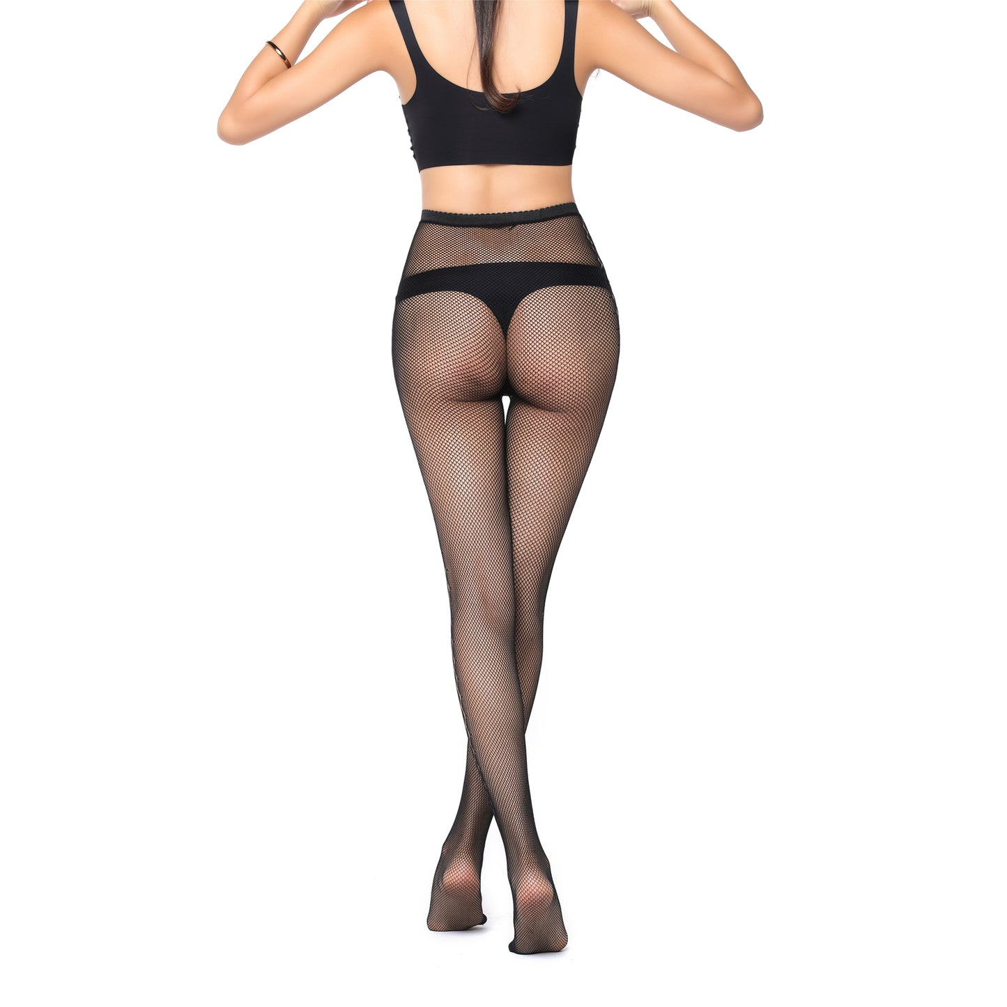 Ladies transparent tights being worn with reinforced toes and a high waist