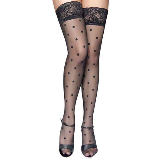 15 Denier Sheer Polka Dot Patterned Stockings - Simply Joshimo