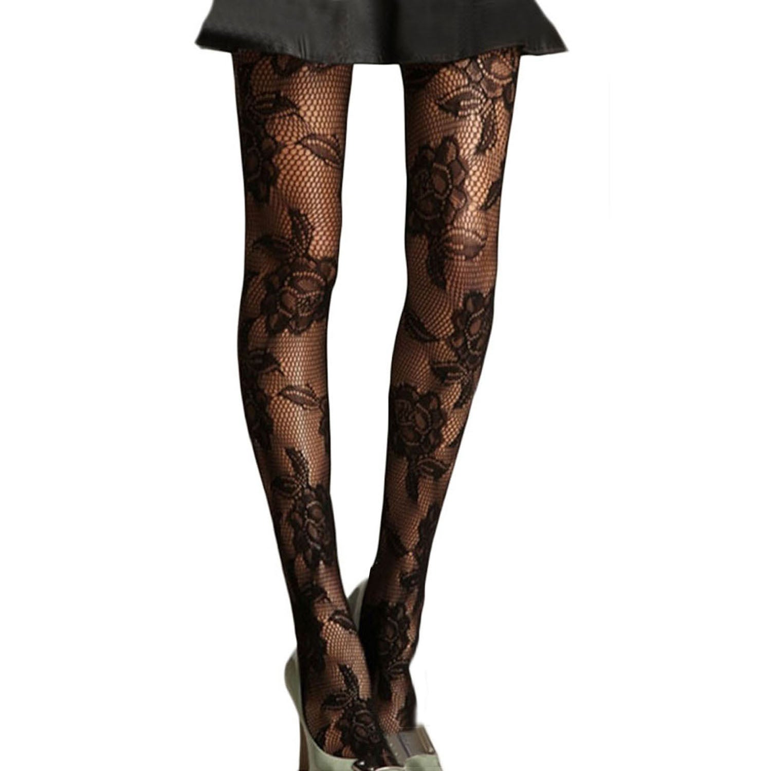 Bold English Rose Black Fishnet Tights- Simply Joshimo