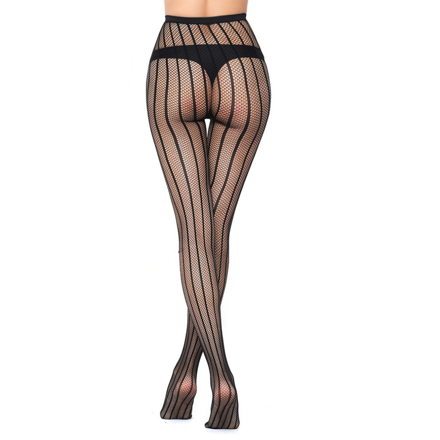 Ladies regular mesh hosiery with stripes design