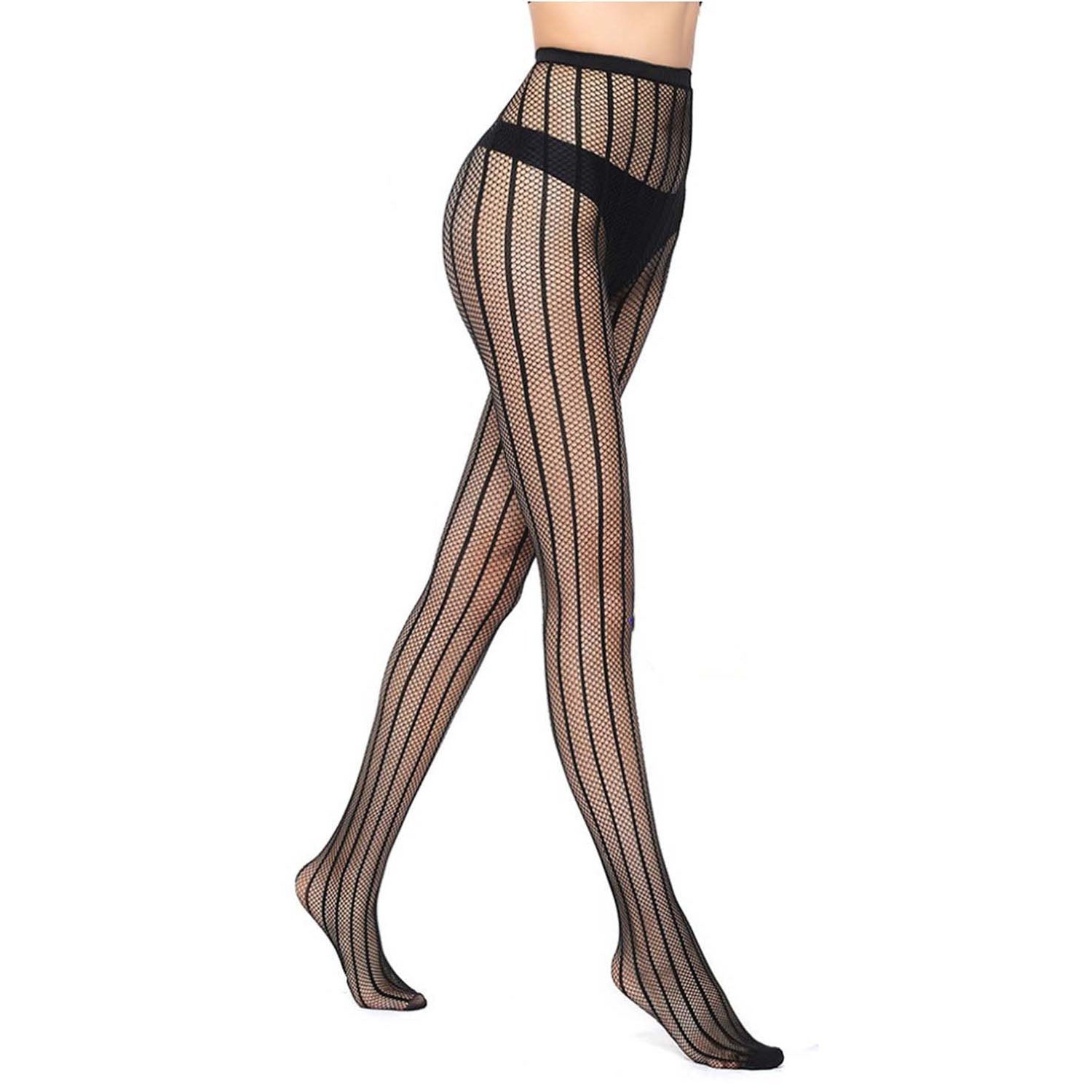 Vertical striped black fishnet tights - Simply Joshimo